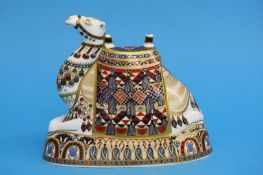 Royal Crown Derby camel paperweight with gold stopper