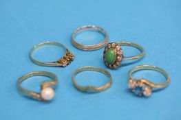 Six various 9ct gold dress rings