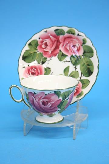 A set of three Wemys cups and saucers decorated wi - Image 2 of 6