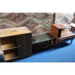 Walnut Deco bookcase, coffee table and mahogany occasional table