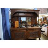 A large carved oak mirror back sideboard 183cm wide