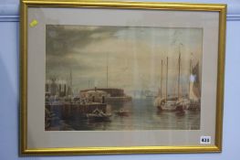 Watercolour, unsigned, Dock scene