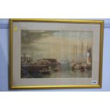 Watercolour, unsigned, Dock scene