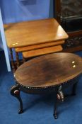 Reproduction mahogany nest of tables and a Middle Eastern style side table