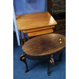 Reproduction mahogany nest of tables and a Middle Eastern style side table