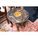 Carved top Oriental occasional table