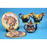 A Royal Winton 'Rooster teapot', another teapot, a