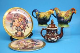 A Royal Winton 'Rooster teapot', another teapot, a