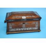 Mother of pearl inlaid rosewood tea caddy