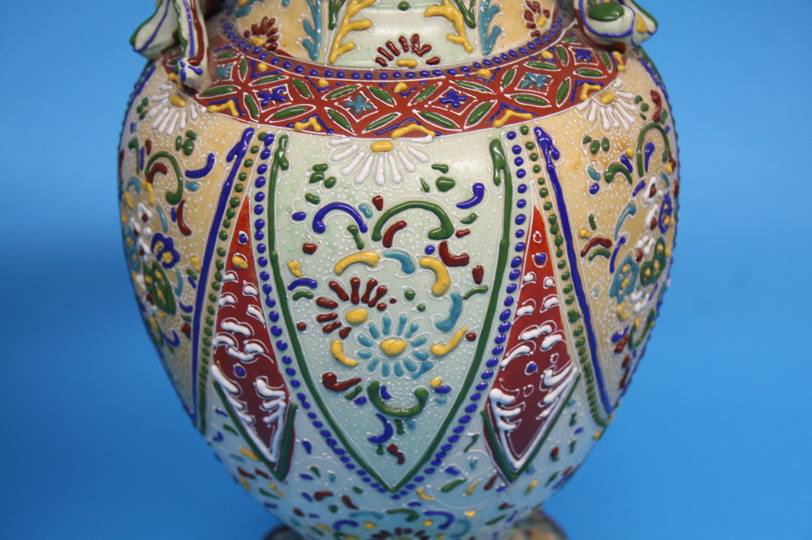 A pair of decorative Satsuma vases. 31cm height - Image 2 of 4