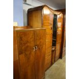 Walnut wardrobe, dressing cabinet chest and tallboy