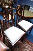 Pair reproduction mahogany dining chairs