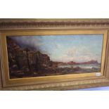 Oil on canvas, Landscape looking North up the Scarborough coast, unsigned