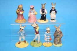 Eight various Royal Doulton 'Bunnykins'