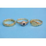 Three 18ct gold rings; total weight 13.4gm