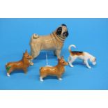 A Beswick 'CH Cutmill Cupie', 2 Corgi's and a houn