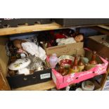 3 Boxes, Wade decorations, dolls etc.