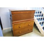 A pine blanket box with two drawer chest under. 108cm wide