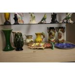 Various vases, Royal Doulton plates etc.