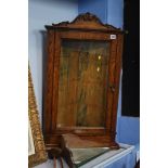 Glazed oak hanging corner cabinet