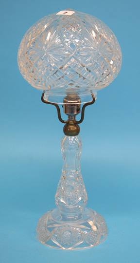 A cut glass table lamp, 48cm height