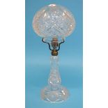 A cut glass table lamp, 48cm height