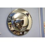 Circular frameless Deco mirror