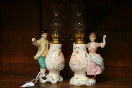 Pair of Continental oil lamps