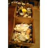 Two boxes of assorted Carlton Ware, Royal Doulton etc.