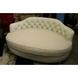 White leather and upholstered settee