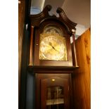 Reproduction mahogany longcase clock