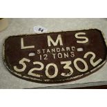 A 1930's LMS Railway plate