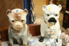 Two Victorian Pug dogs