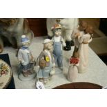 Two Willow Tree figures and three Lladro figures