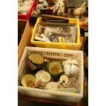 Box of ephemera and Royal Doulton etc.