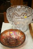 Cut glass bowl etc.