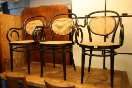 Three Bentwood style chairs