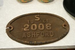 1951 Ashford Railway plate