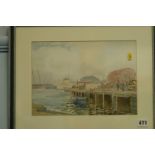 Watercolour quayside scene, D.Eliot 1933