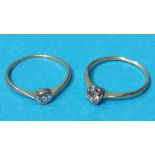 2 Diamond rings, marks rubbed