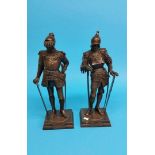 A pair of bronze figures 'King Arthur' and 'Theodo