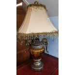 Large brass and glass effect table lamp