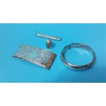 Silver card case, bangle, thimble etc.