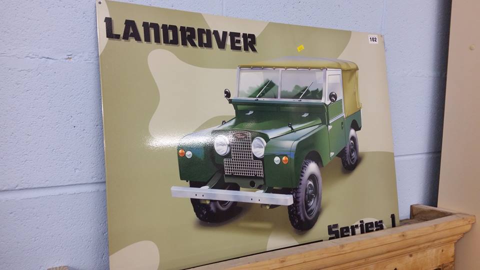 Tin 'Land Rover' sign