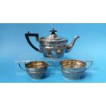 A silver 3 piece tea service, John and William Dea