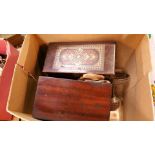 Box including assorted coins and notes, A silver b