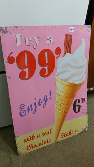 Tin 99 ice cream sign