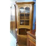 Oak linen fold corner cabinet