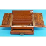 A Victorian walnut stationary box with fitted inte