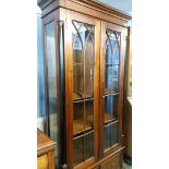 Reproduction mahogany glazed bookcase 100 x 39 x 203